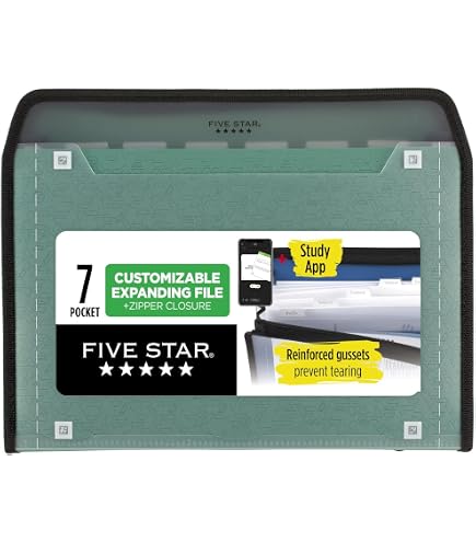 Amazon.com : Five Star Expanding File Organizer + Study App, 7